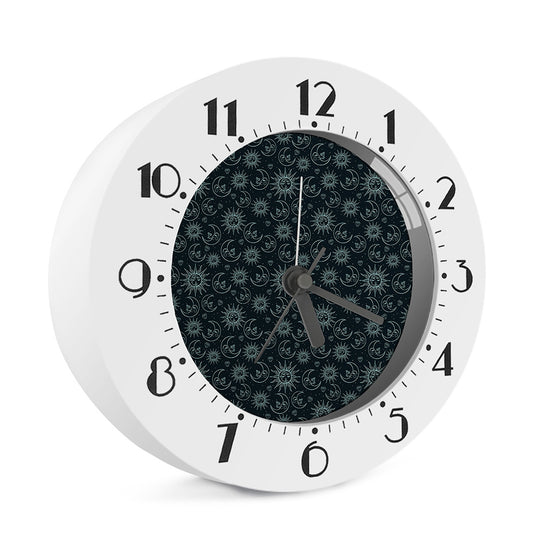Blue Sun And Moon Pattern Print Alarm Clock