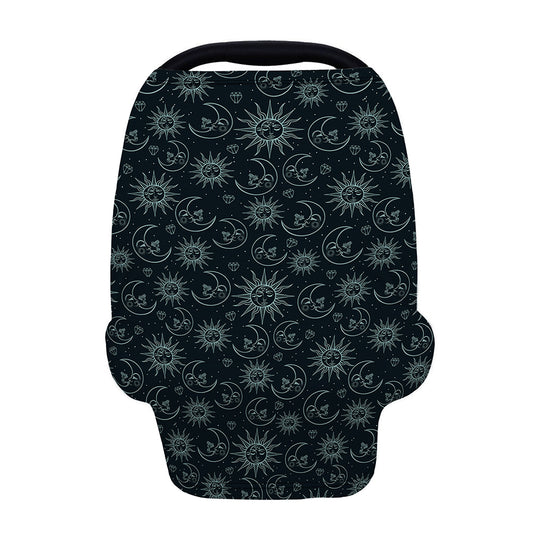 Blue Sun And Moon Pattern Print Baby Seat Cover