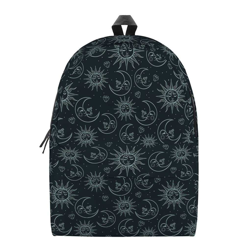 Blue Sun And Moon Pattern Print Backpack