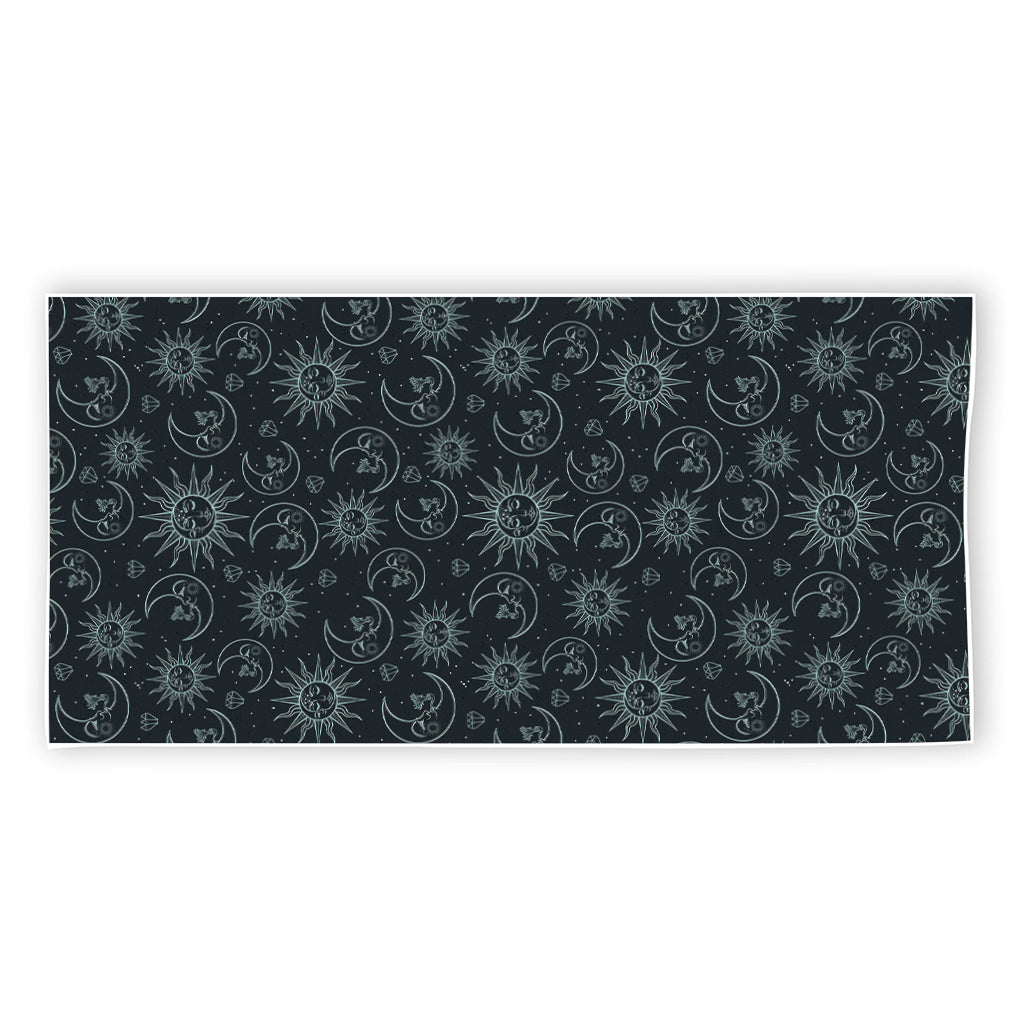 Blue Sun And Moon Pattern Print Beach Towel