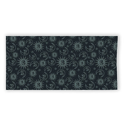 Blue Sun And Moon Pattern Print Beach Towel
