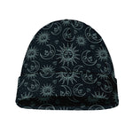 Blue Sun And Moon Pattern Print Beanie