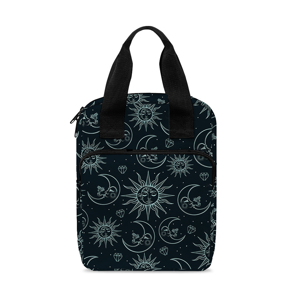 Blue Sun And Moon Pattern Print Bible Tote Bag