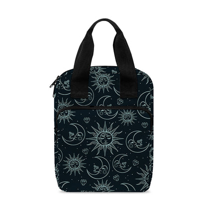 Blue Sun And Moon Pattern Print Bible Tote Bag