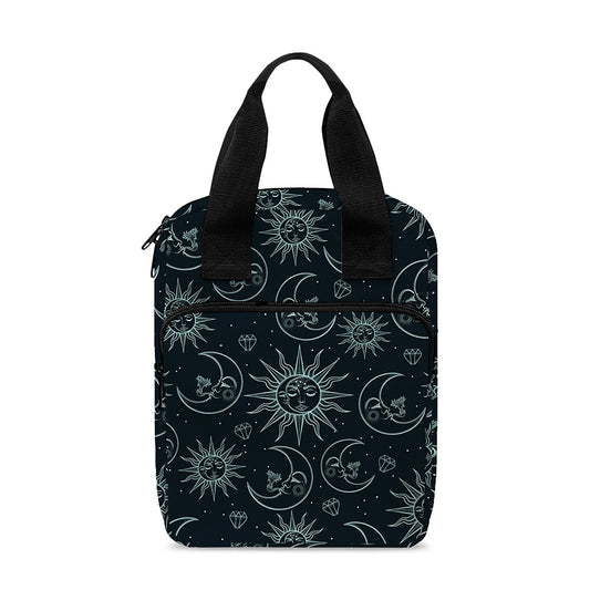 Blue Sun And Moon Pattern Print Bible Tote Bag