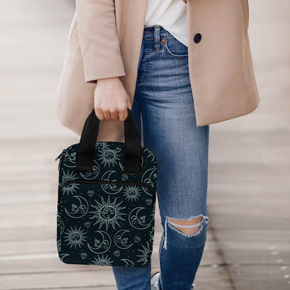 Blue Sun And Moon Pattern Print Bible Tote Bag