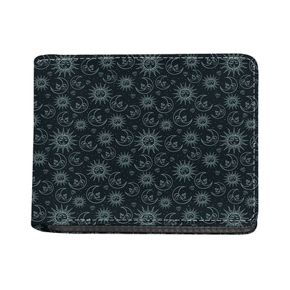 Blue Sun And Moon Pattern Print Bifold Wallet