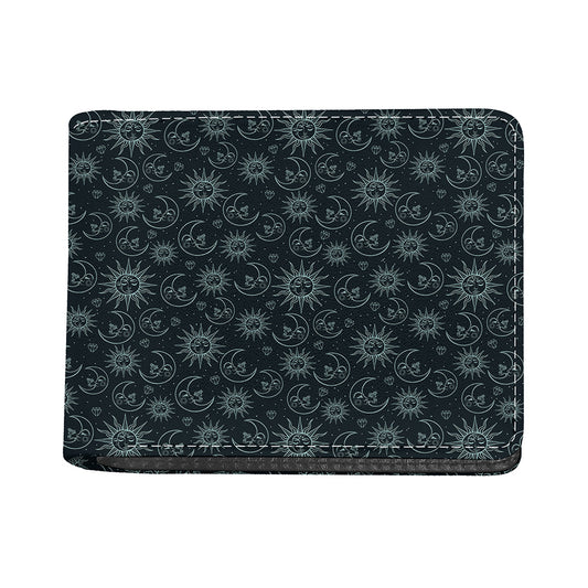 Blue Sun And Moon Pattern Print Bifold Wallet