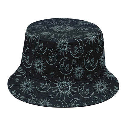 Blue Sun And Moon Pattern Print Bucket Hat
