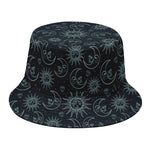 Blue Sun And Moon Pattern Print Bucket Hat