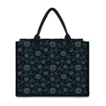 Blue Sun And Moon Pattern Print Canvas Tote Bag