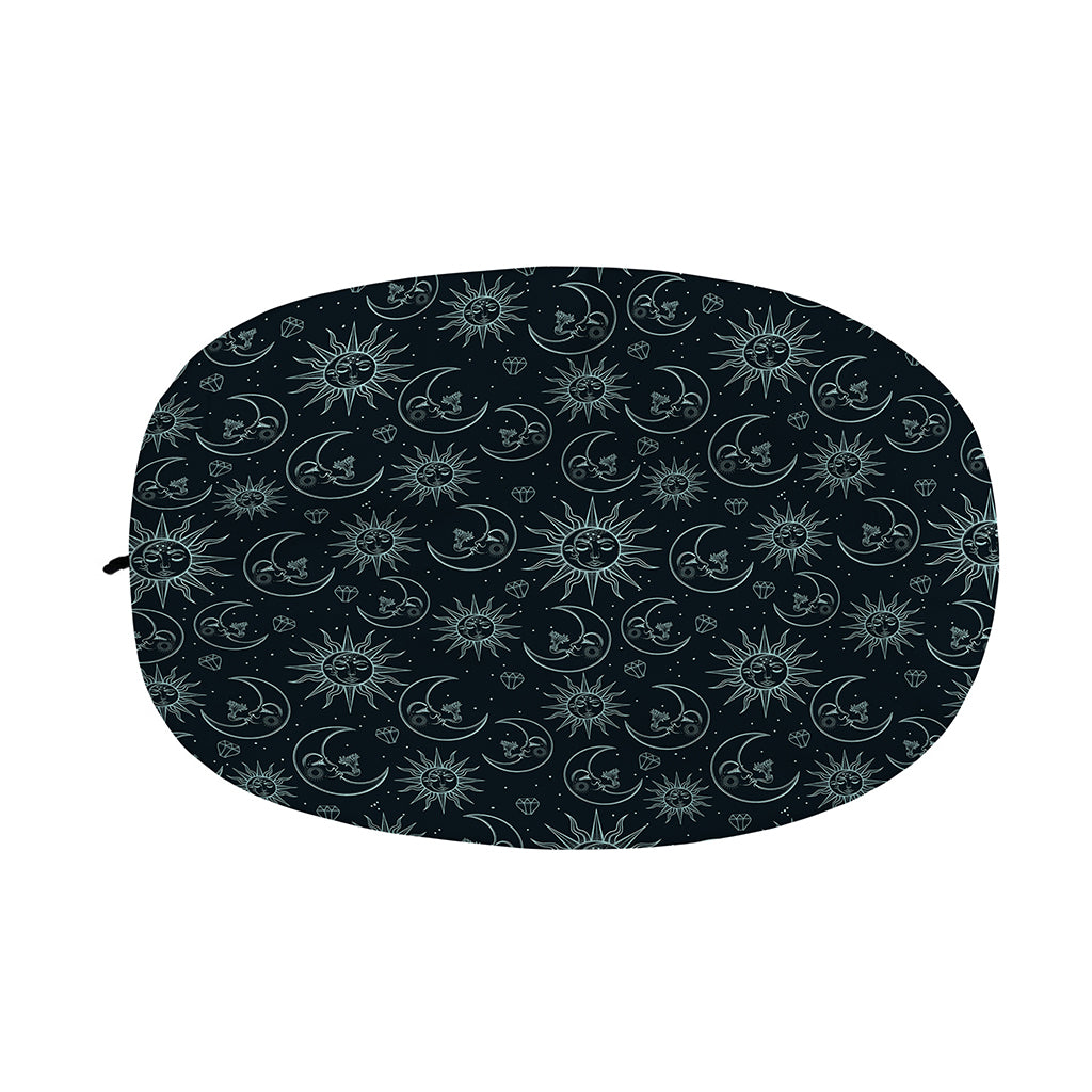 Blue Sun And Moon Pattern Print Car Side Mirror Covers