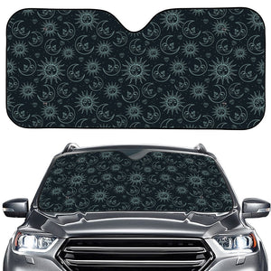 Blue Sun And Moon Pattern Print Car Windshield Sun Shade