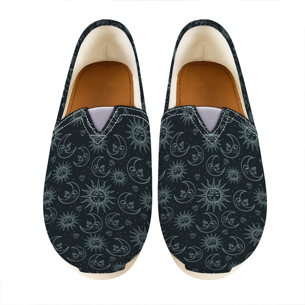 Blue Sun And Moon Pattern Print Casual Shoes