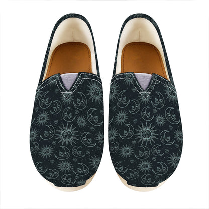 Blue Sun And Moon Pattern Print Casual Shoes