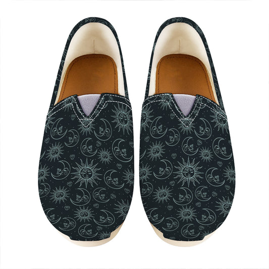 Blue Sun And Moon Pattern Print Casual Shoes
