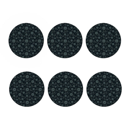Blue Sun And Moon Pattern Print Coaster Set