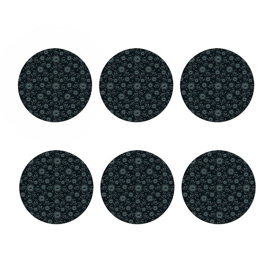 Blue Sun And Moon Pattern Print Coaster Set