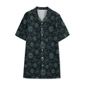 Blue Sun And Moon Pattern Print Cotton Hawaiian Shirt