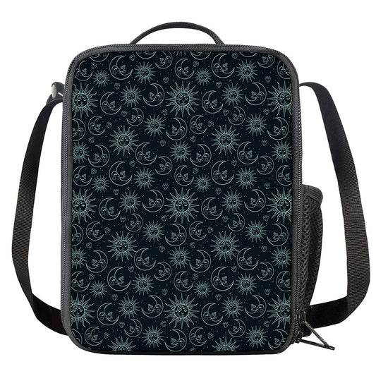 Blue Sun And Moon Pattern Print Crossbody Lunch Bag