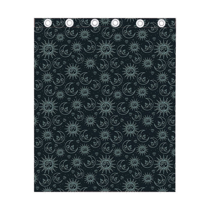 Blue Sun And Moon Pattern Print Curtain