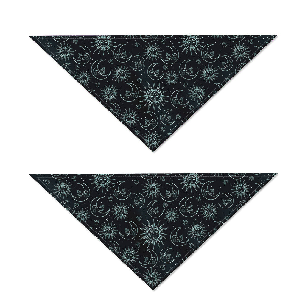 Blue Sun And Moon Pattern Print Dog Bandana