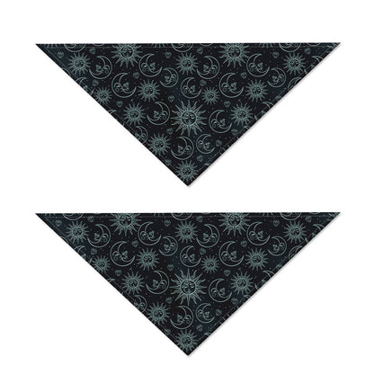 Blue Sun And Moon Pattern Print Dog Bandana