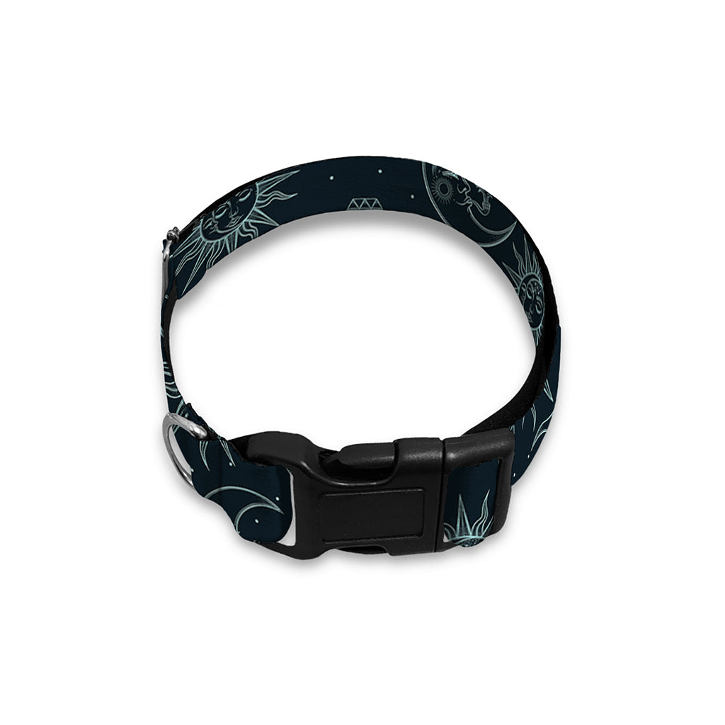 Blue Sun And Moon Pattern Print Dog Collar