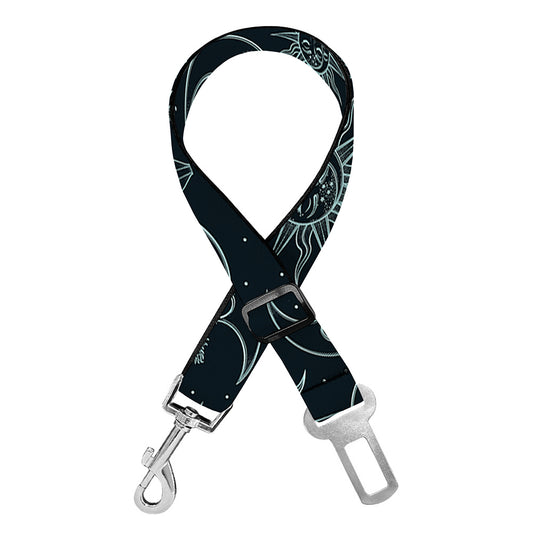 Blue Sun And Moon Pattern Print Dog Seat Belt