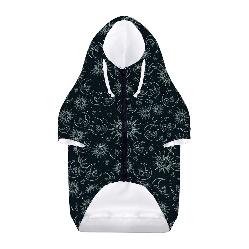 Blue Sun And Moon Pattern Print Dog Zip Up Hoodie