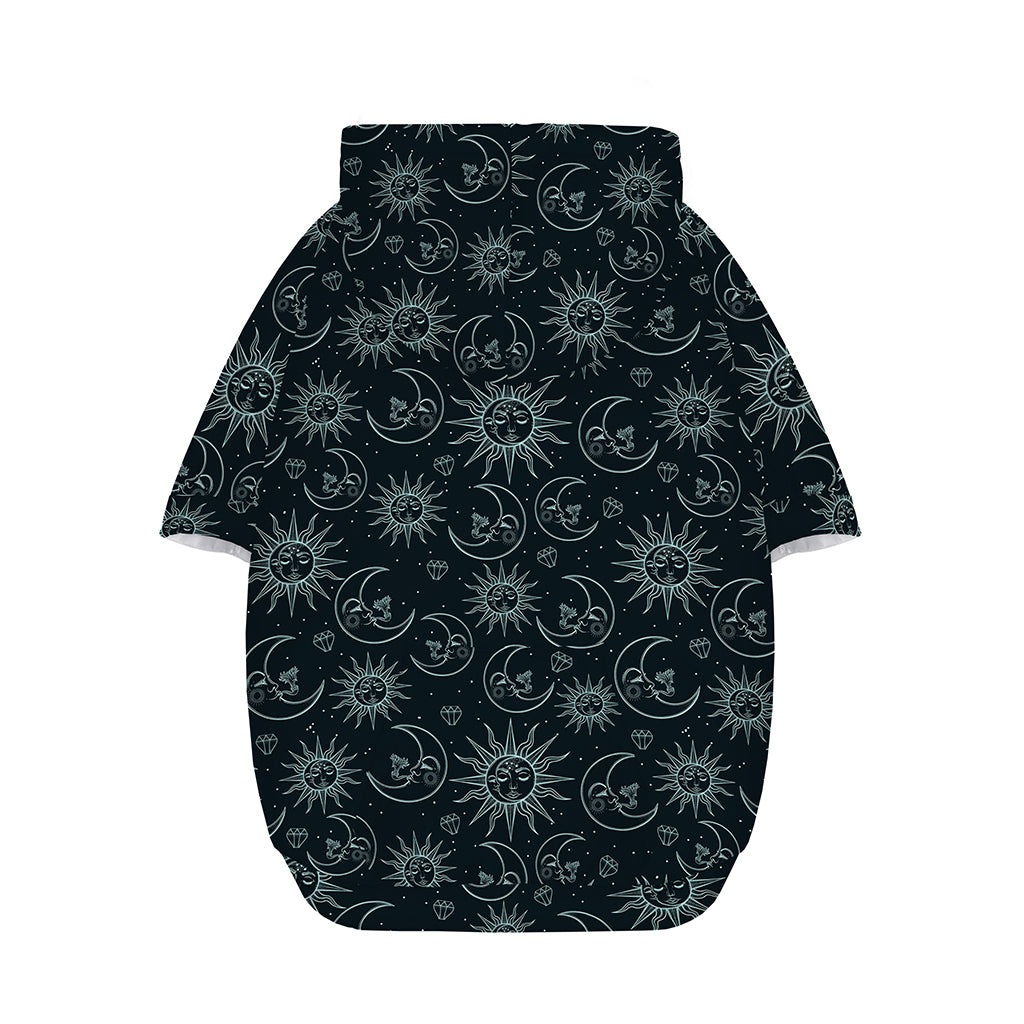 Blue Sun And Moon Pattern Print Dog Zip Up Hoodie