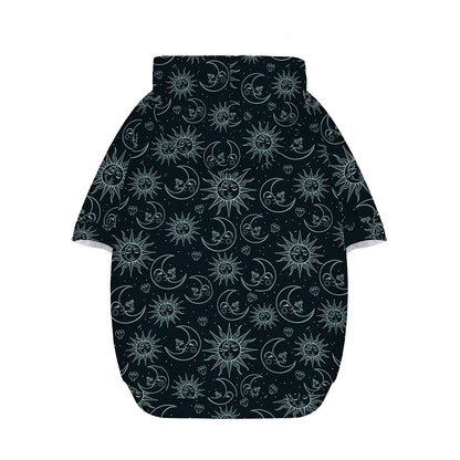 Blue Sun And Moon Pattern Print Dog Zip Up Hoodie