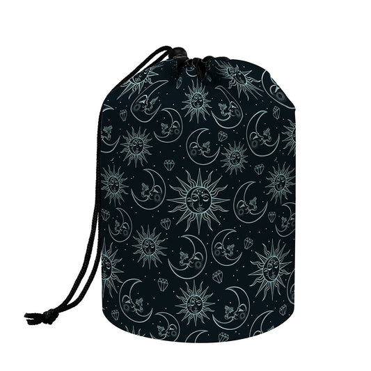 Blue Sun And Moon Pattern Print Drawstring Makeup Bag