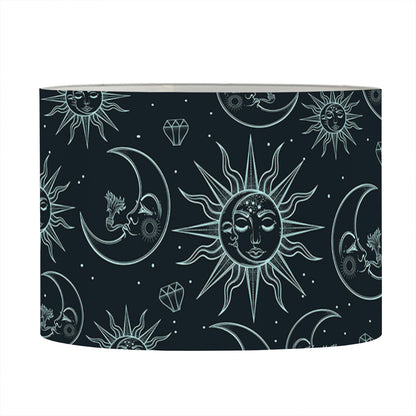 Blue Sun And Moon Pattern Print Drum Lamp Shade
