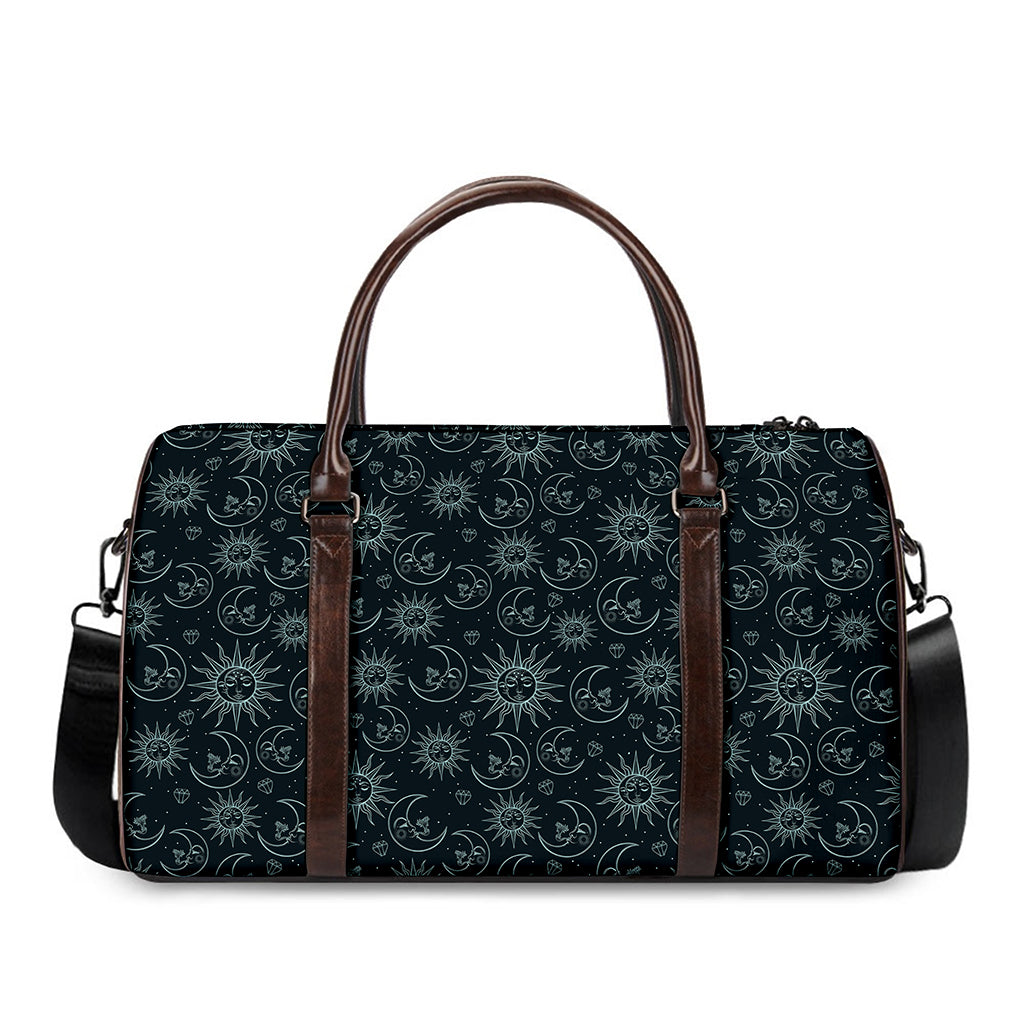 Blue Sun And Moon Pattern Print Duffle Bag