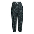 Blue Sun And Moon Pattern Print Fleece Lined Knit Pants