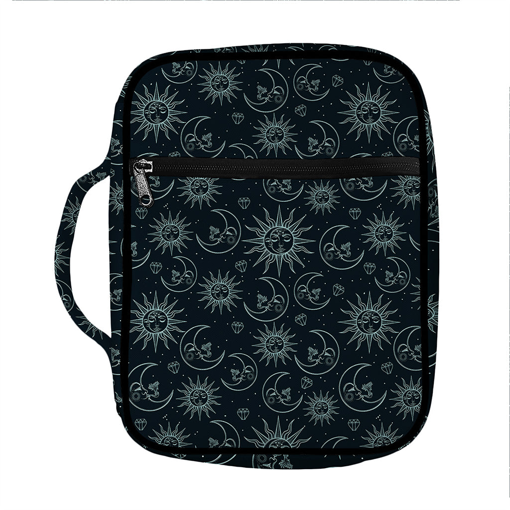 Blue Sun And Moon Pattern Print Front Pocket Bible Bag