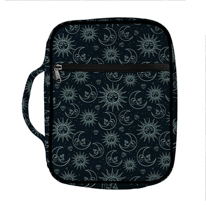 Blue Sun And Moon Pattern Print Front Pocket Bible Bag