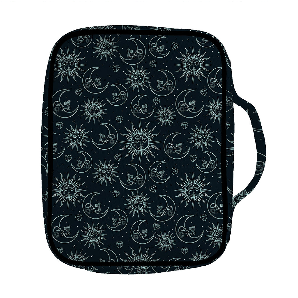 Blue Sun And Moon Pattern Print Front Pocket Bible Bag