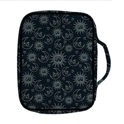 Blue Sun And Moon Pattern Print Front Pocket Bible Bag