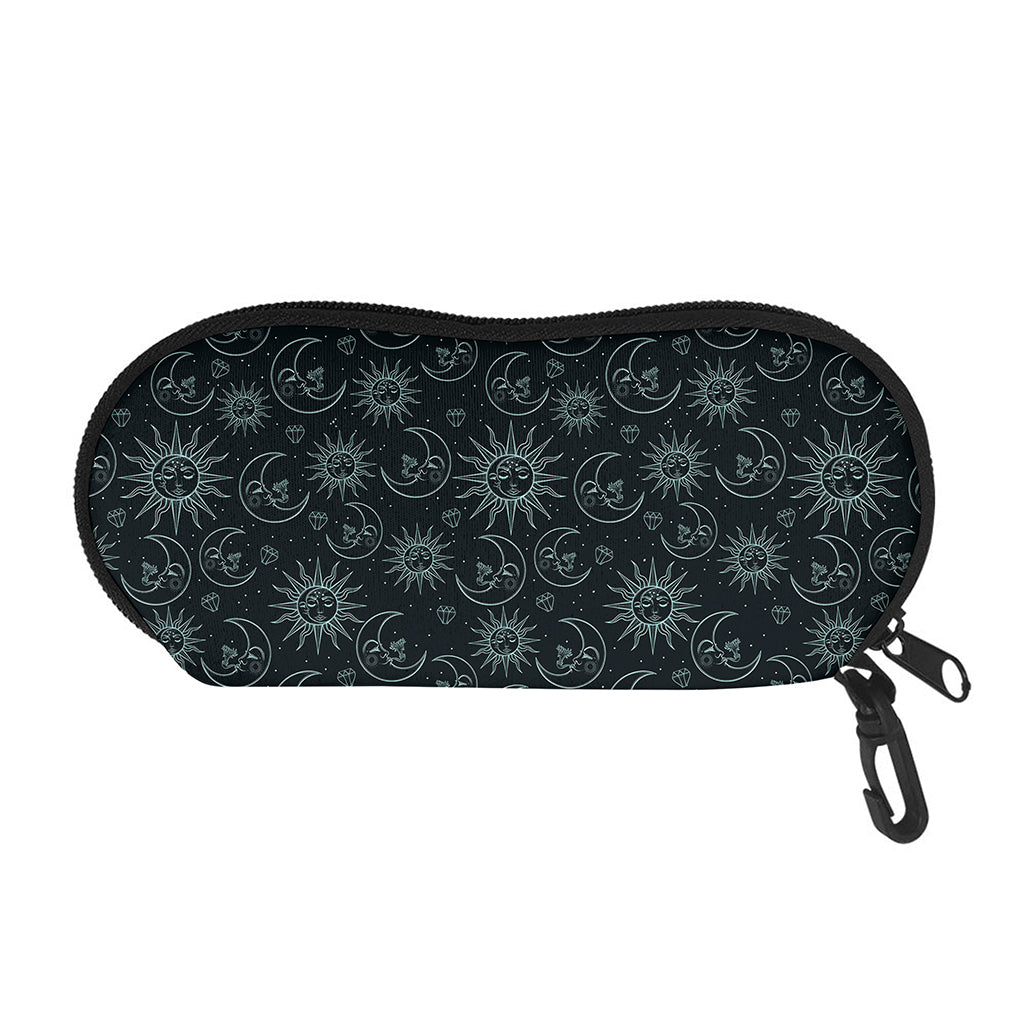 Blue Sun And Moon Pattern Print Glasses Case