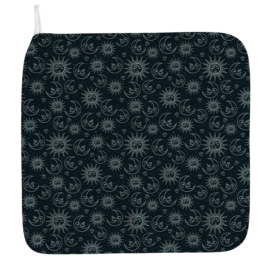 Blue Sun And Moon Pattern Print Hand Towel