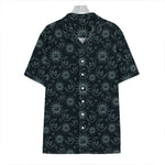 Blue Sun And Moon Pattern Print Hawaiian Shirt