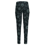 Blue Sun And Moon Pattern Print High-Waisted Pocket Leggings