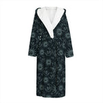 Blue Sun And Moon Pattern Print Hooded Bathrobe
