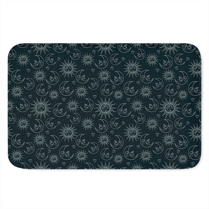 Blue Sun And Moon Pattern Print Indoor Door Mat