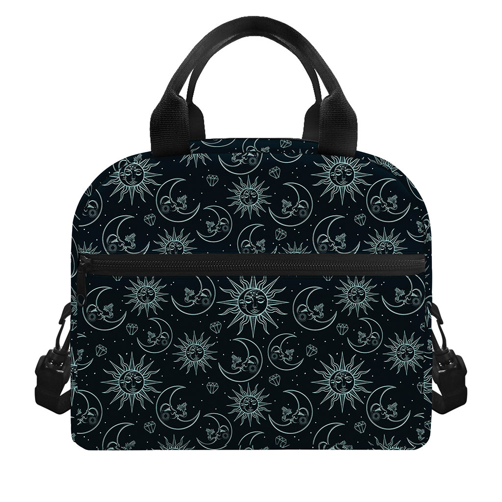 Blue Sun And Moon Pattern Print Insulated Lunch Bag