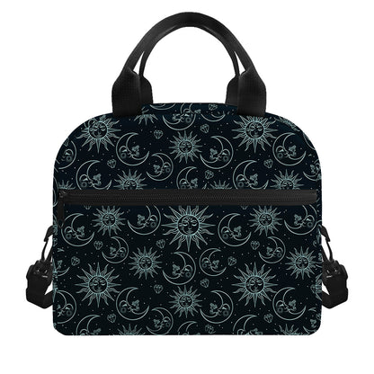 Blue Sun And Moon Pattern Print Insulated Lunch Bag