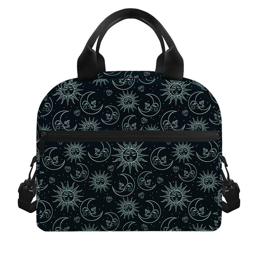 Blue Sun And Moon Pattern Print Insulated Lunch Bag