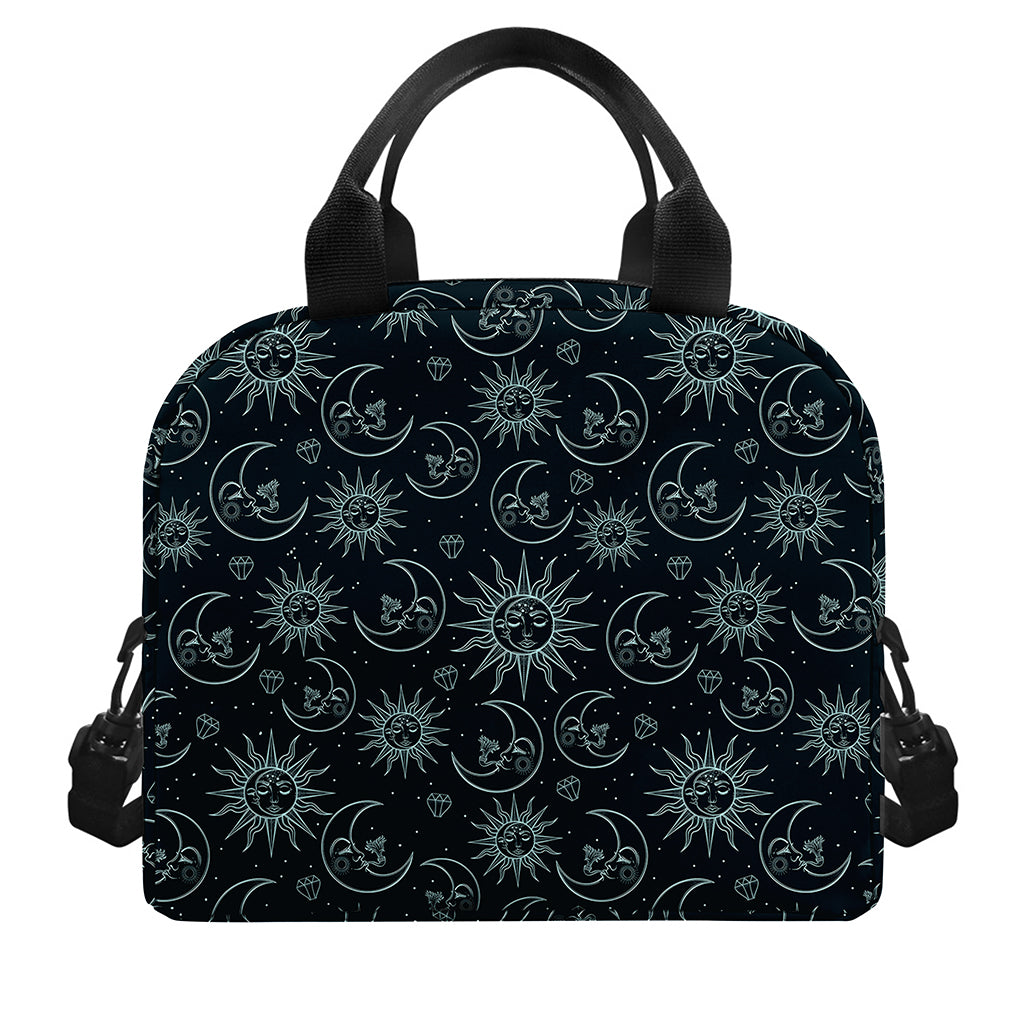 Blue Sun And Moon Pattern Print Insulated Lunch Bag